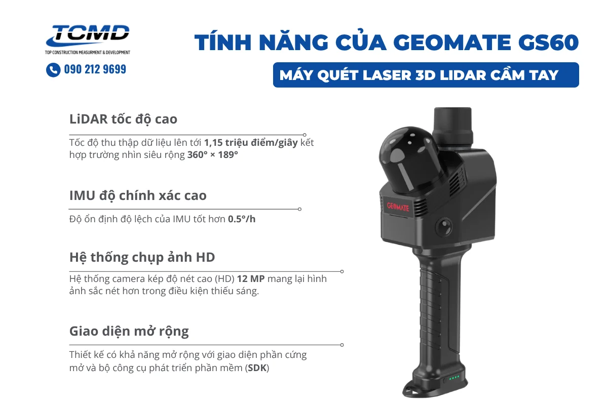 Máy Quét Laser 3D LiDAR Cầm Tay GEOMATE GS60